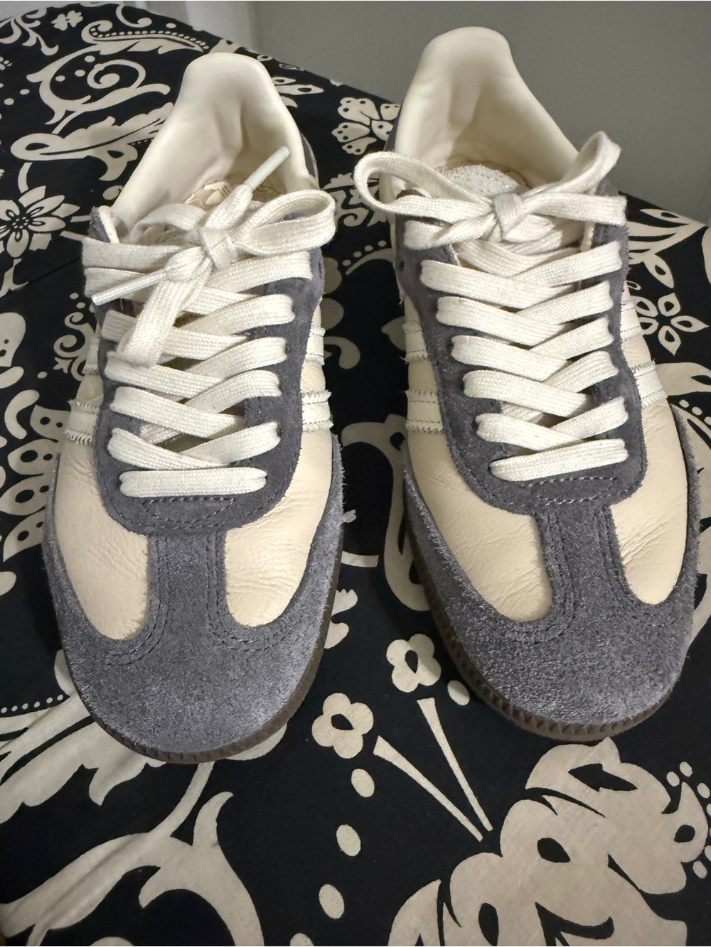 Women's Cream and Gray Retro Athletic Sneakers